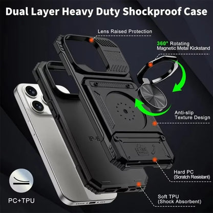 Military Armor iPhone Case – Magnetic Ring Kickstand & Wallet