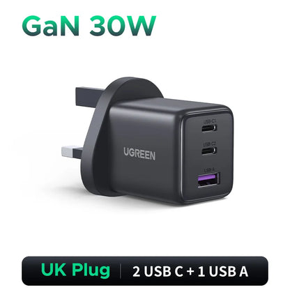 30W GaN Charger PD 3.0 QC4.0 USB C Charger For iPhone/Samsung/Xiaomi/ iPad