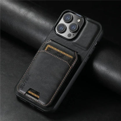 Luxury Leather Wallet Case for iPhone – Card Holder & Magnetic Cover