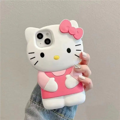 Cute 3D bowknot kitty cat silicone phone case for iPhone. Soft, flexible, and protective, adding fun and charm while safeguarding your device from scratches and drops.