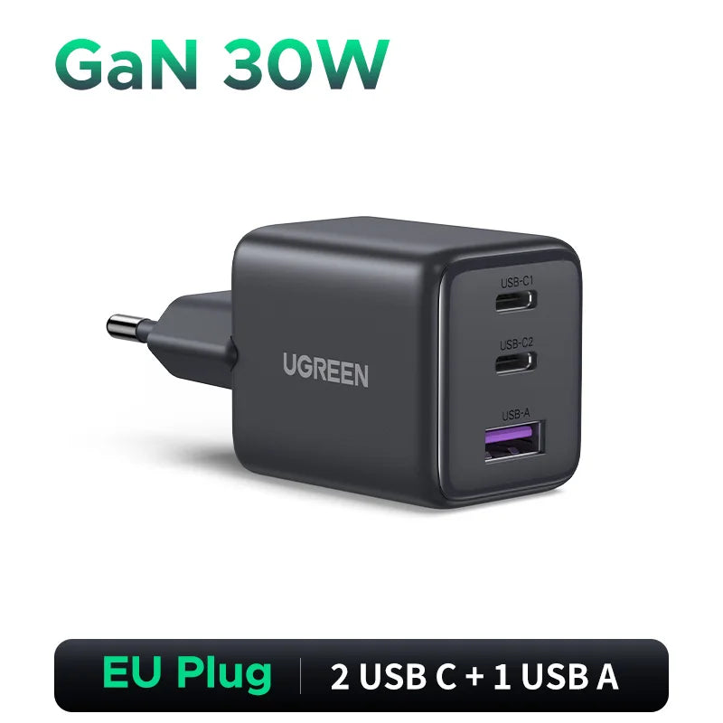 30W GaN Charger PD 3.0 QC4.0 USB C Charger For iPhone/Samsung/Xiaomi/ iPad