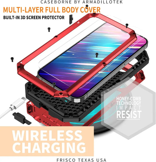 Rugged Metal iPhone Case – Heavy Duty with Lens & Screen Cover