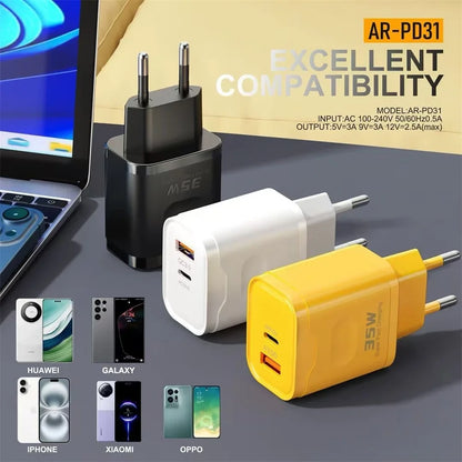 35W USB C Fast Charger EU US Plug QC3.0 PD Wall Adapter For iPhone Xiaomi Samsung Travel Mobile Phone USB Charger