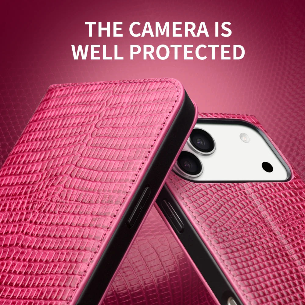 QIALINO Leather Wallet Case for iPhone 17 Pro Max – Pink