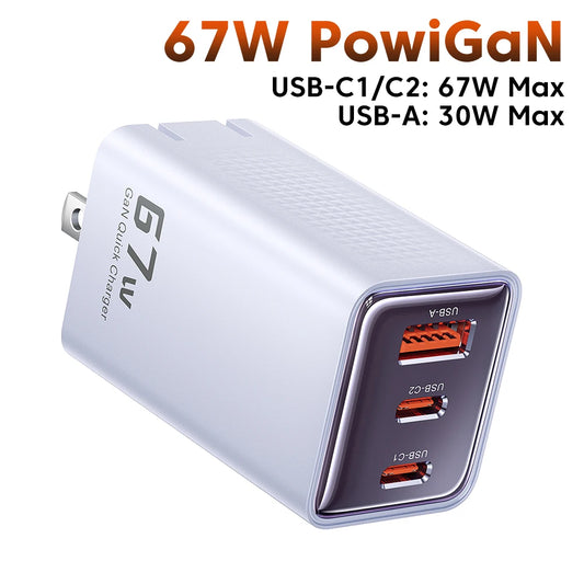 Toocki 67W GaN USB Type C Charger QC 4.0 PD 3.0 Quick Charge For iPhone 16 ProMax Samsung S24 Foldable Pin US Plug Phone Charger