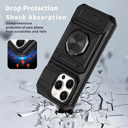 Military Armor iPhone Case – Magnetic Ring Kickstand & Wallet