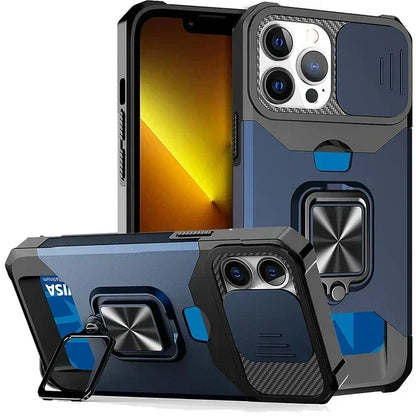 Heavy Duty iPhone Case with Camera Cover & Card Holder