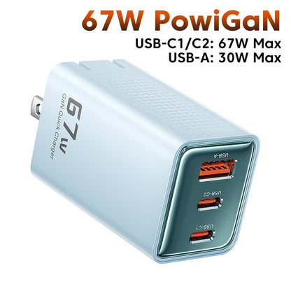 Toocki 67W GaN USB Type C Charger QC 4.0 PD 3.0 Quick Charge For iPhone 16 ProMax Samsung S24 Foldable Pin US Plug Phone Charger