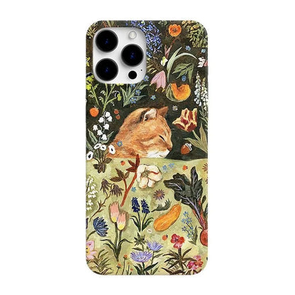 Vintage Oil Painting Cat iPhone Case – Floral Artistic Cover