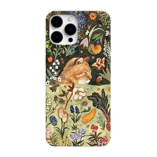 Vintage Oil Painting Cat iPhone Case – Floral Artistic Cover