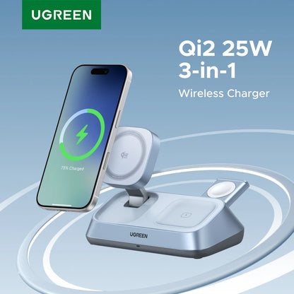 UGREEN 3-in-1 MagSafe Wireless Charger Stand 25W for iPhone 17 Pro Max & AirPods 4